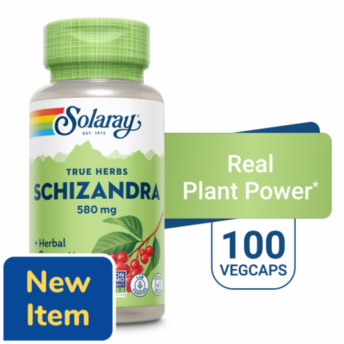 Solaray Schizandra Berries Vegetarian Capsules 580mg Perspective: front