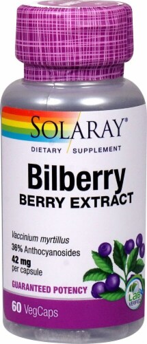 Solaray Bilberry Berry Extract Vegetarian Capsules 42mg Perspective: front