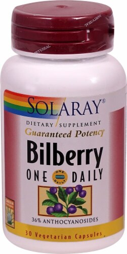 Solaray One Daily Bilberry Vegetarian Capsules Perspective: front