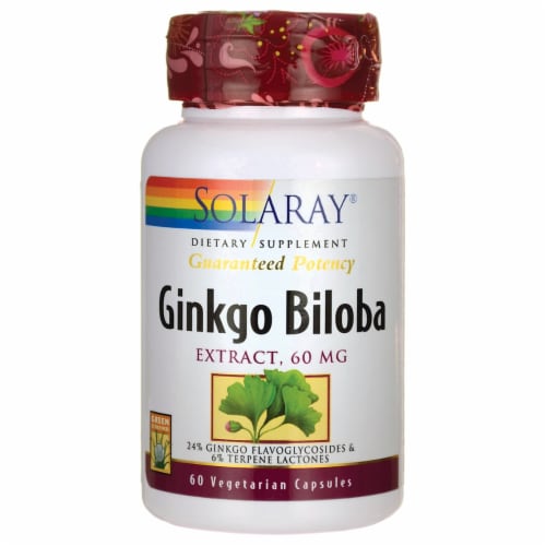Solaray Ginkgo Biloba Extract 60 mg 60 Veg Caps Perspective: front