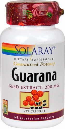 Solaray Guarana Seed Extract Capsules 200mg Perspective: front