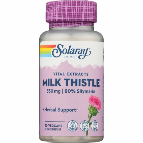 Solaray Vital Extracts Milk Thistle 350 mg 30 Veg Caps Perspective: front