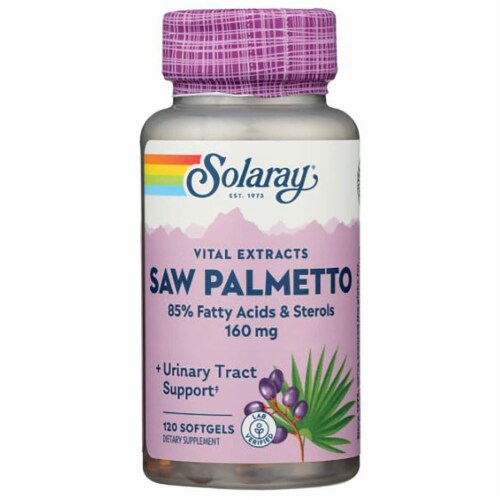 Solaray Vital Extracts Saw Palmetto 160 mg 120 Sgels Perspective: front