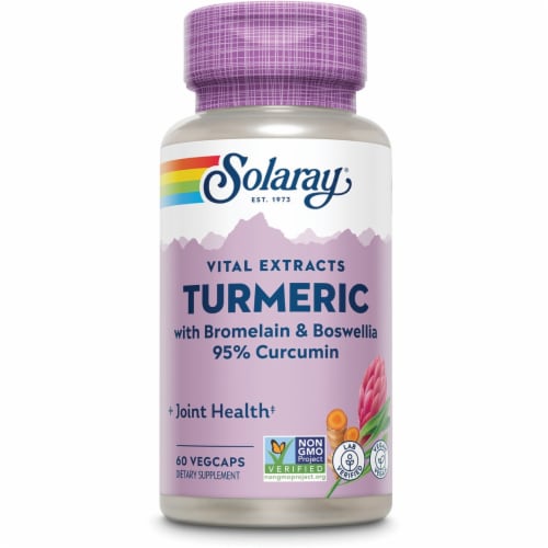 Solaray Vital Extracts Turmeric with Bromelain & Boswellia 60 Veg Caps Perspective: front