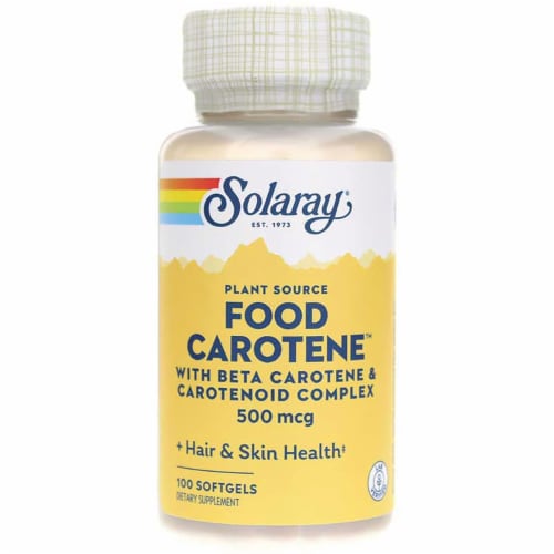 Solaray Plant Source Food Carotene 500 mcg 100 Sgels Perspective: front