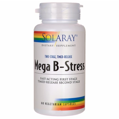 Solaray Mega B-Stress Two-Stage 60 Caps Perspective: front