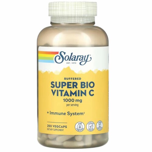 Solaray Buffered Super Bio Vitamin C 1,000 mg 250 Veg Caps Perspective: front