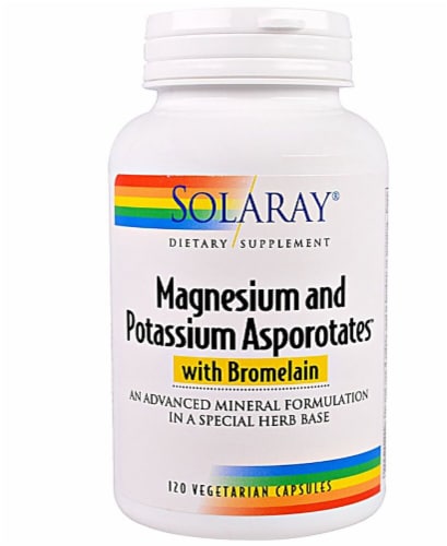 Solaray  Magnesium and Potassium Asporotates™ with Bromelain Perspective: front