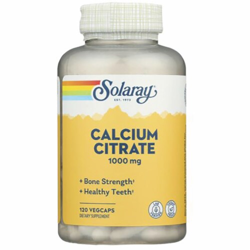 Solaray Calcium Citrate 1,000 mg 120 Veg Caps Perspective: front