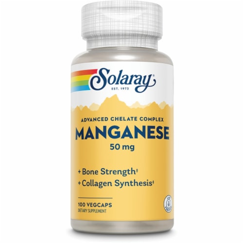 Solaray Advanced Chelate Complex Manganese 50 mg 100 Veg Caps Perspective: front