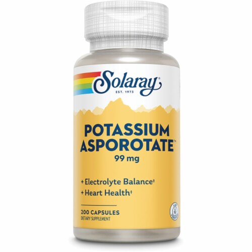 Solaray Potassium Asporotate 99 mg 200 Caps Perspective: front