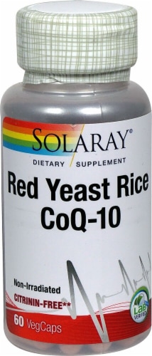 Solaray Red Yeast Rice Plus CoQ-10 Veg Caps Perspective: front