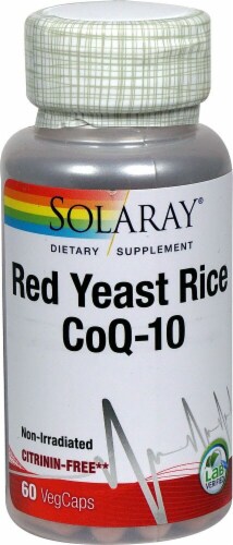 Solaray Red Yeast Rice Plus CoQ-10 Veg Caps Perspective: front