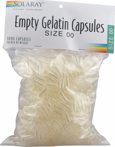 Solaray Empty Gelatin Capsules Size 00 Perspective: front