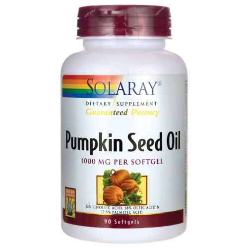 Solaray Pumpkin Seed Oil 1,000 mg 90 Sgels Perspective: front
