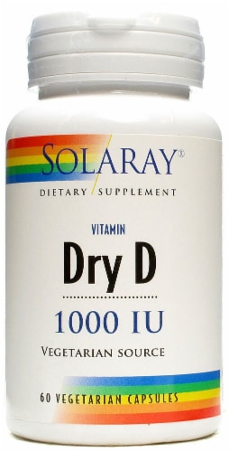 Solaray Dry Vitamin D Vegetarian Capsules 1000 iu Perspective: front