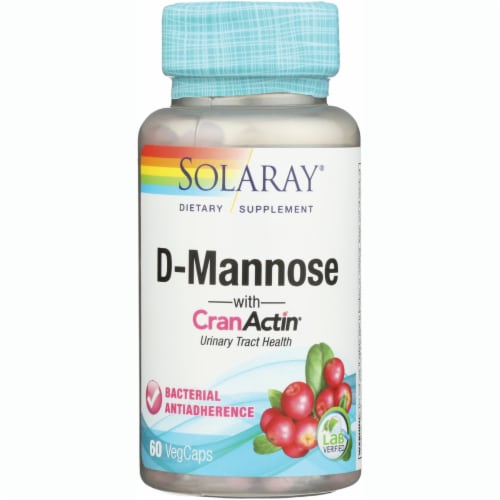 Solaray® D-Mannose with CranActin® Vegeterian Capsules Perspective: front