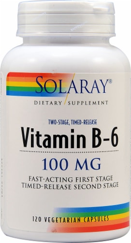 Solaray Vitamin B-6 Vegetarian Capsules 100 mg Perspective: front