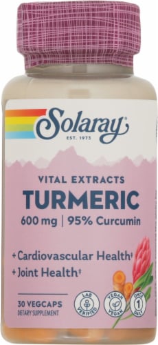 Solaray One Daily Turmeric Root Extract Veg Caps 600 mg Perspective: front