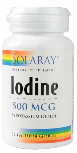 Solaray Iodine Vegetarian Capsules 500 mcg Perspective: front