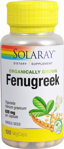 Solaray Organically Grown Fenugreek Veg Caps 620 mg Perspective: front