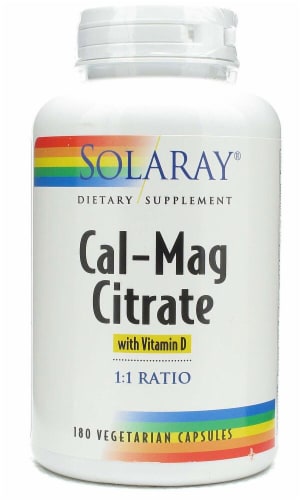 Solaray  Cal-Mag Citrate with Vitamin D 1:1 Ratio Perspective: front