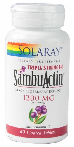 Solaray Triple Strength SambActin Black Elderberry Extract Coated Tablets 1200 mg Perspective: front