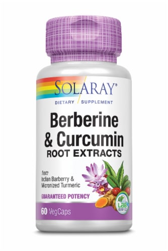 Solaray Berberine & Curcumin Root Extracts VegCaps Perspective: front