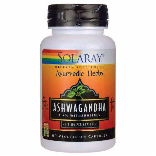 Solaray Ashwagandha 470 mg 60 Veg Caps Perspective: front
