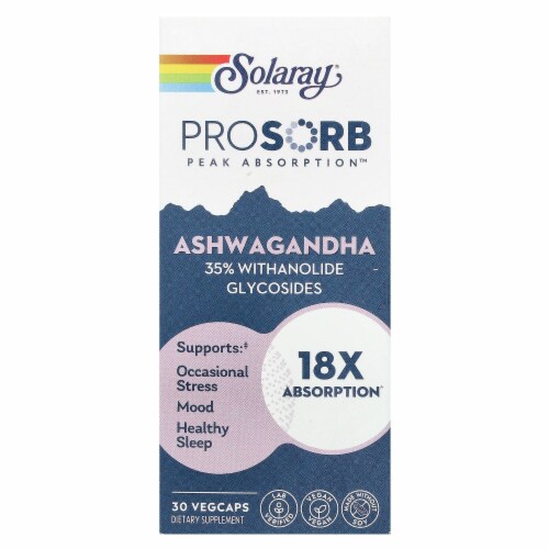 Solaray Prosorb Ashwagandha Veg Capsule Perspective: front