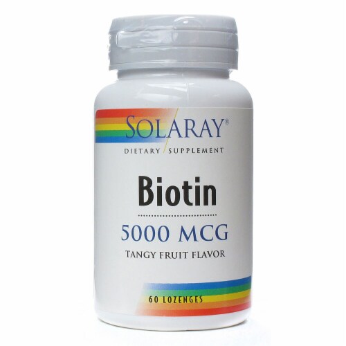 Solaray Biotin Tangy Fruit Flavor Lozenges 5000 mcg Perspective: front