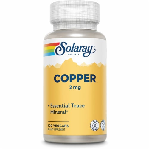Solaray Copper 2 mg 100 Veg Caps Perspective: front