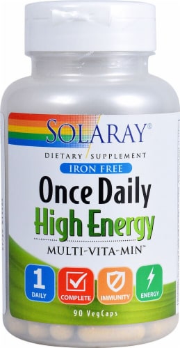 Solaray Once Daily High Energy Multi-Vita-Min Iron Free Perspective: front