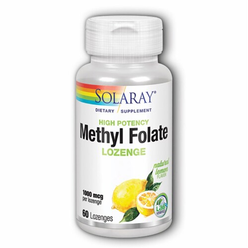 Solaray High Potency Methyl Folate - Lemon 1,000 mcg 60 Loz Perspective: front