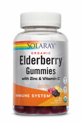 Solaray Elderberry Lemon & Raspberry Flavor Gummies Perspective: front