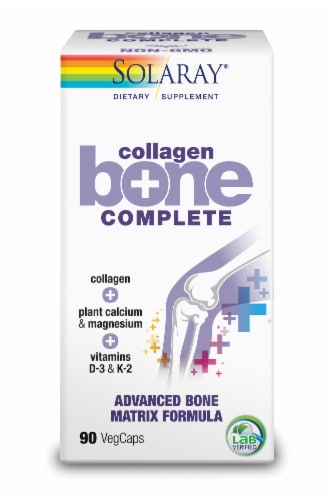 Solaray Collagen Bone Complete Advanced Bone Matrix Formula VegCaps Perspective: front
