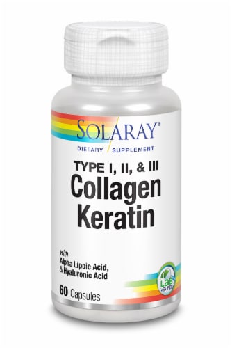 Solaray Type I II & III Collagen Keratin Capsules Perspective: front