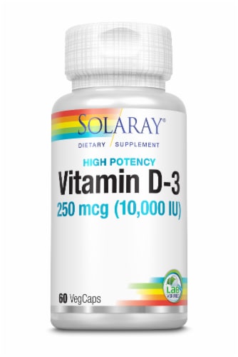 Solaray High Potency Vitamin D-3 VegCaps Perspective: front