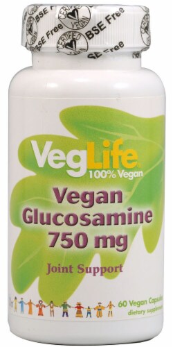 VegLife Vegan Glucosamine Capsules 750 mg Perspective: front
