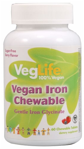 VegLife  Vegan Iron Chewable   Berry Perspective: front