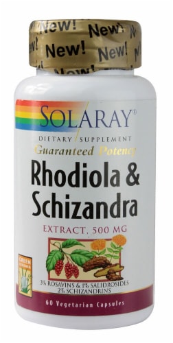 Solaray Rhodiola & Schizandra Extract Vegetarian Capsules 500 mg Perspective: front