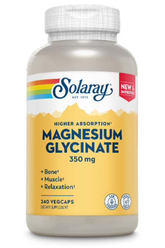 Solaray® Higher Absorption Magnesium Glycinate Vegcaps 350mg Perspective: front