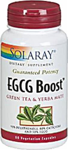 Solaray EGCG Boost Green Tea & Yerba Mate Vegetarian Capsules Perspective: front