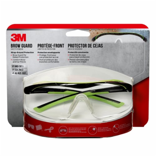 3M™ Brow Guard Eyewear Anti-Fog - Black/Green Perspective: front