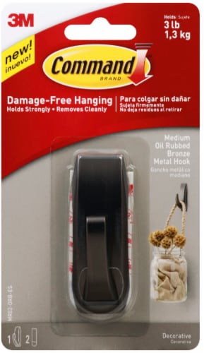 Command Modern Reflections Medium Oil Rubbed Metal Hook Bronze
