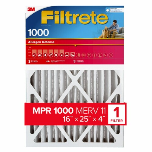 Filtrete™ Allergen Reduction Deep Pleat Furnace AC Air Filter 1000 MPR Perspective: front