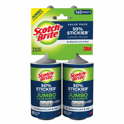 Scotch-Brite™ 50% Stickier Giant Surface Roller Twin Pack Perspective: front