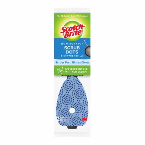 Scotch-Brite® Scrub Dots Blue Non-Scratch Dishwand Refill Sponge Perspective: front