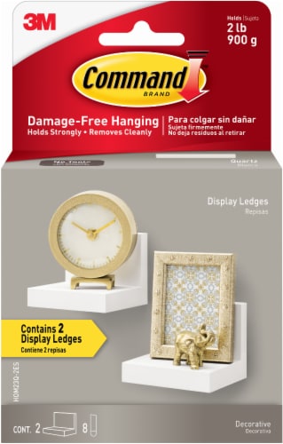 Command™ Damage-Free Hanging Display Ledges - Quartz Perspective: front
