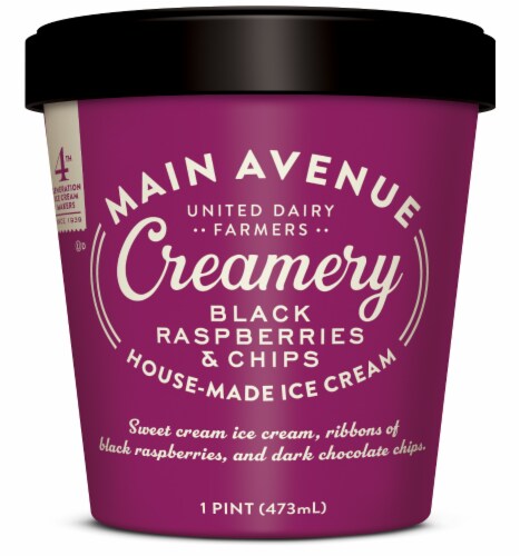 United Dairy Farmers Main Avenue Creamery Black Raspberries & Chips Ice Cream Perspective: front